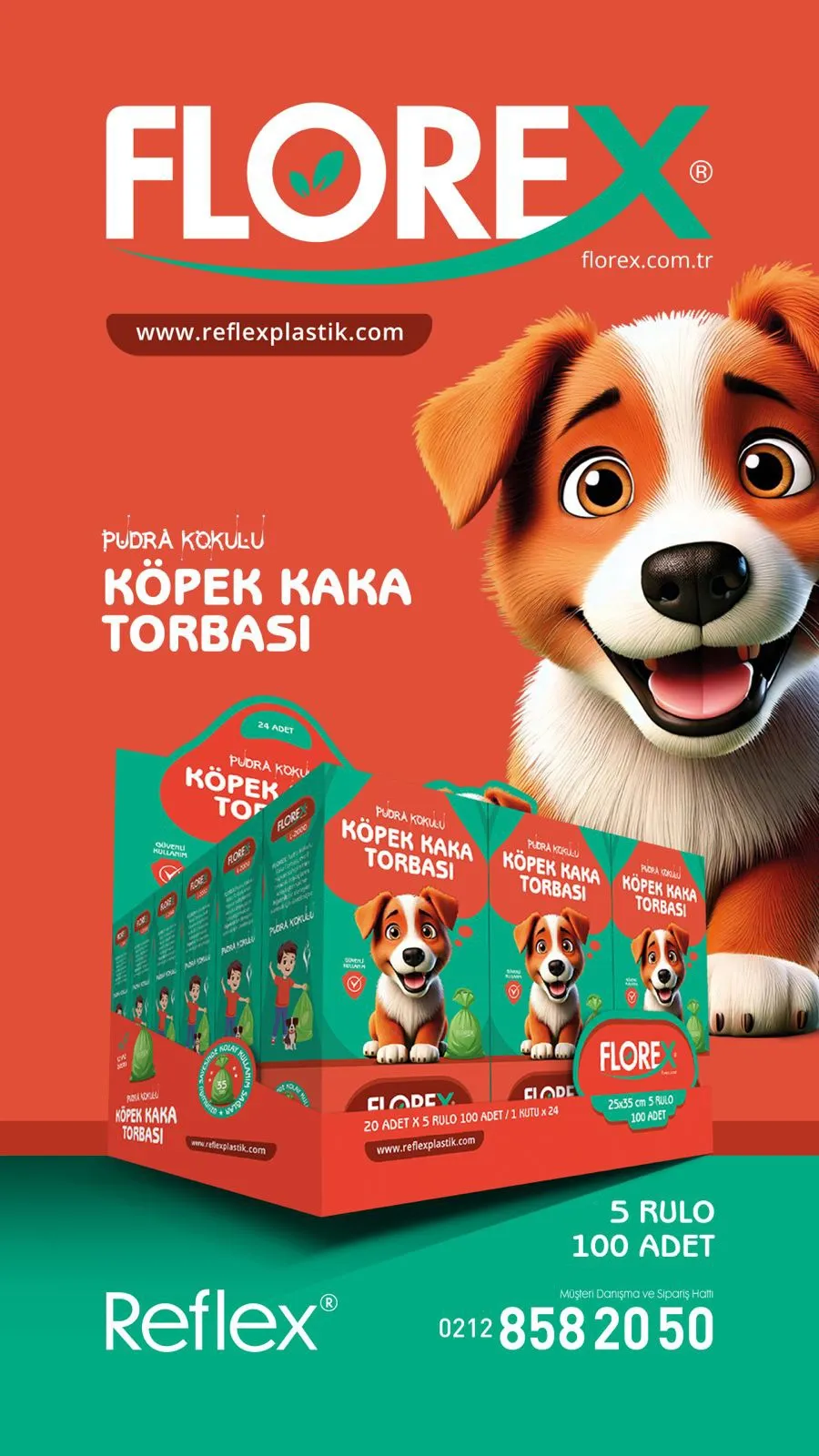 Florex Pudra Kokulu Köpek Kaka Torbası 5li Kutu