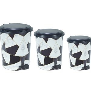 DESENLİ PEDALLI ÇÖP KOVASI 3LÜ SET