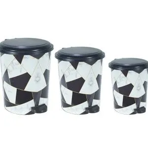 DESENLİ PEDALLI ÇÖP KOVASI 3LÜ SET