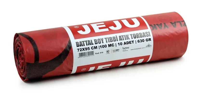 Jeju Ekonomik Tıbbi Atık Baskılı Battal Boy Çöp Torbası