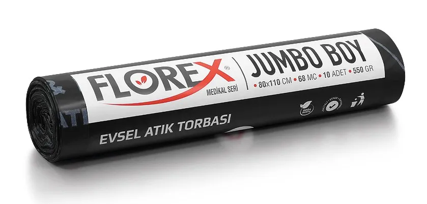 Evsel Atık Baskılı Jumbo Boy Çöp Torbası